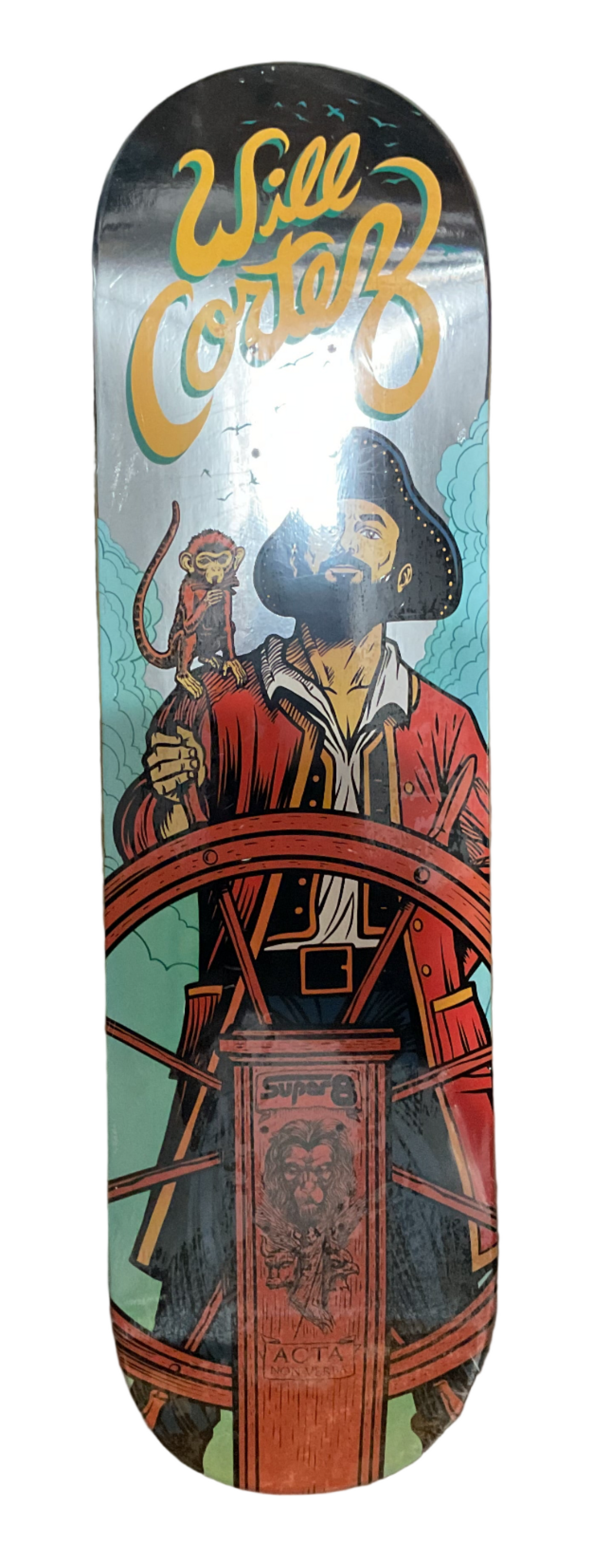 Super 8 Skateboard Co Will Cortez Momento Mori Deck Holo silver foil