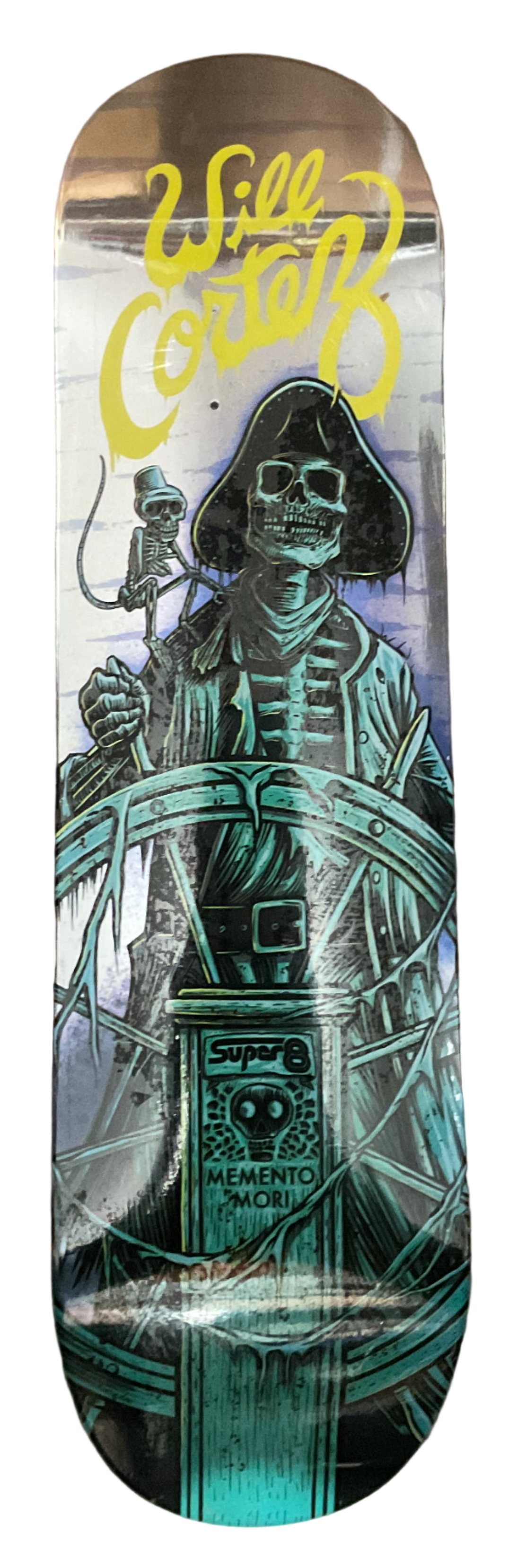 Super 8 Skateboard Co Will Cortez Momento Mori Deck Holo silver foil