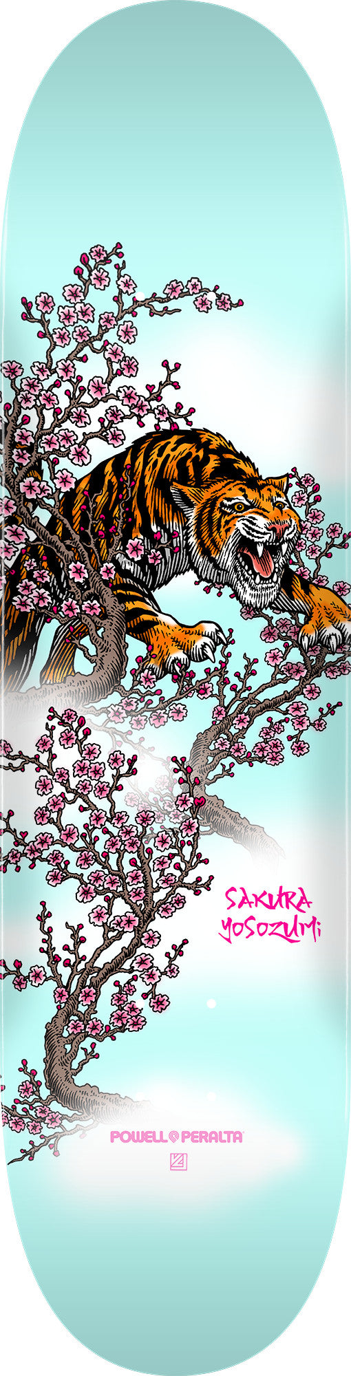 Powell Peralta Pro Flight Deck Yosozumi Tiger Skateboard Deck Light Blue - Shape 244 K20