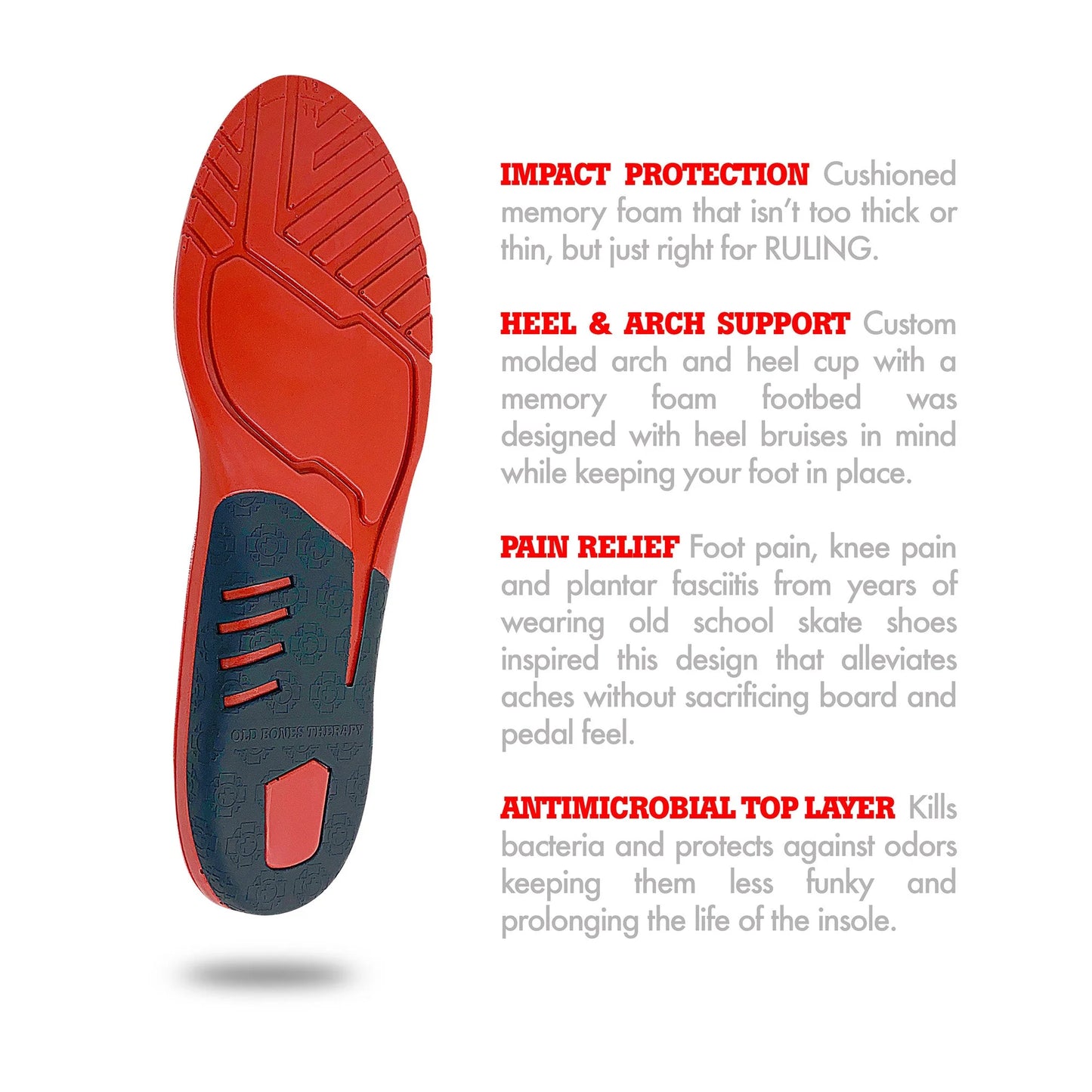 Old Bones Therapy Shock Absorbing Foot Insoles (2-Pack)