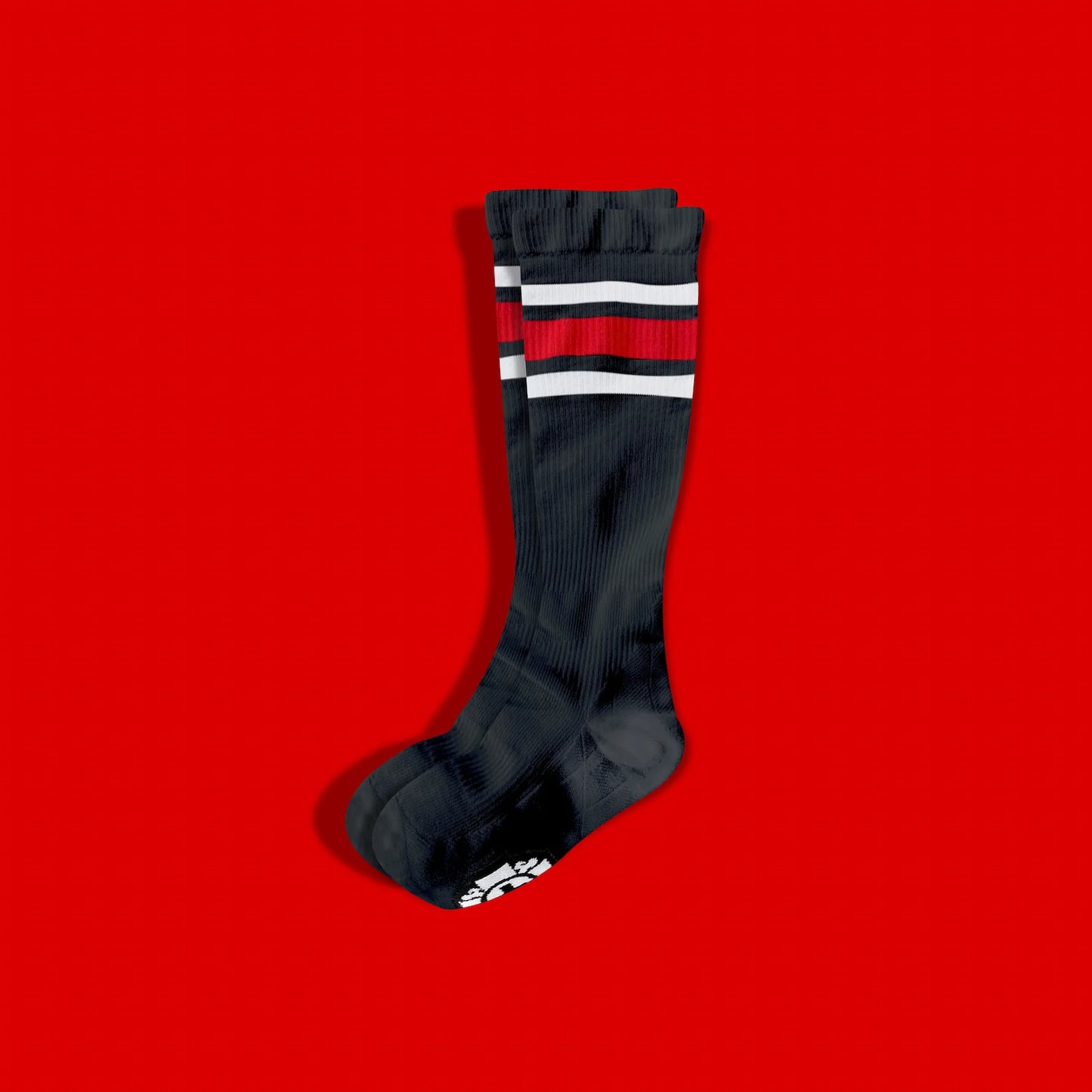 Old Bones Therapy Compression Socks: RED Stripes (1-Pack) Black