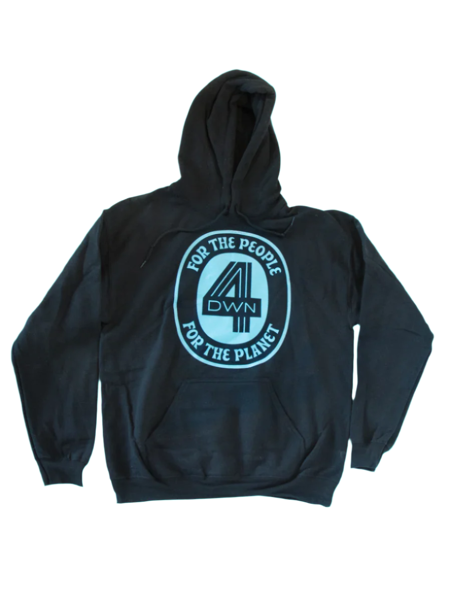 Black Hoodie with blue For the People 4dwn Logo