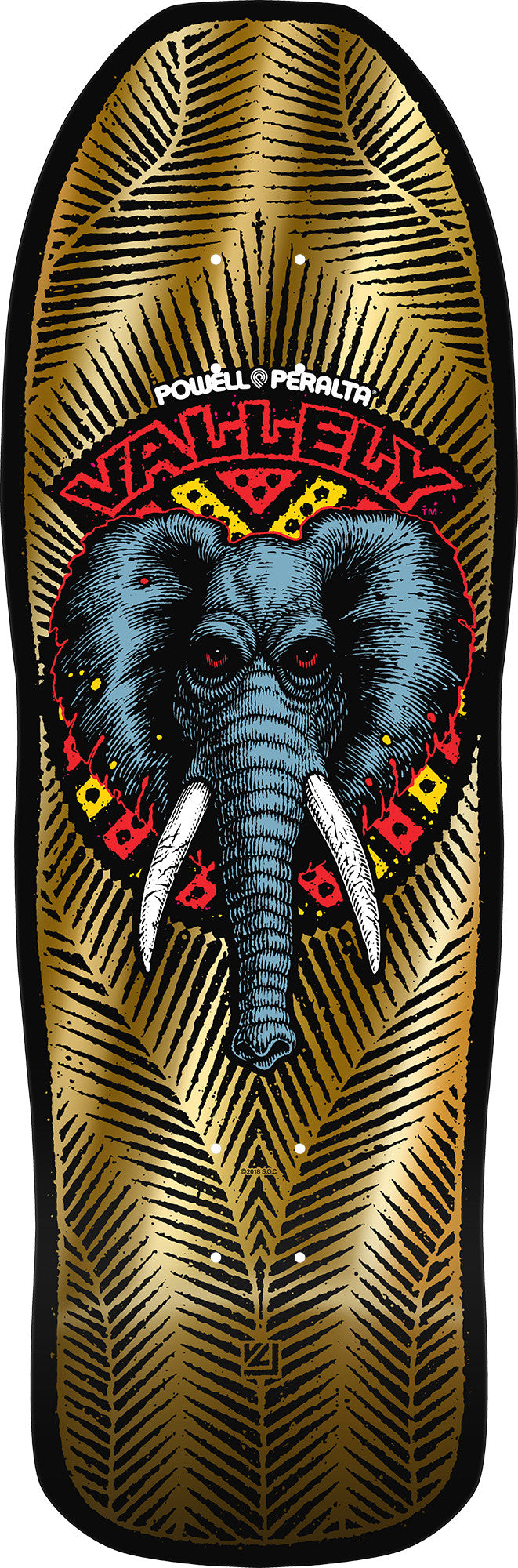 Powell Peralta Mike Vallely Elephant Reissue Skateboard Deck Gold Foil - 10 x 30