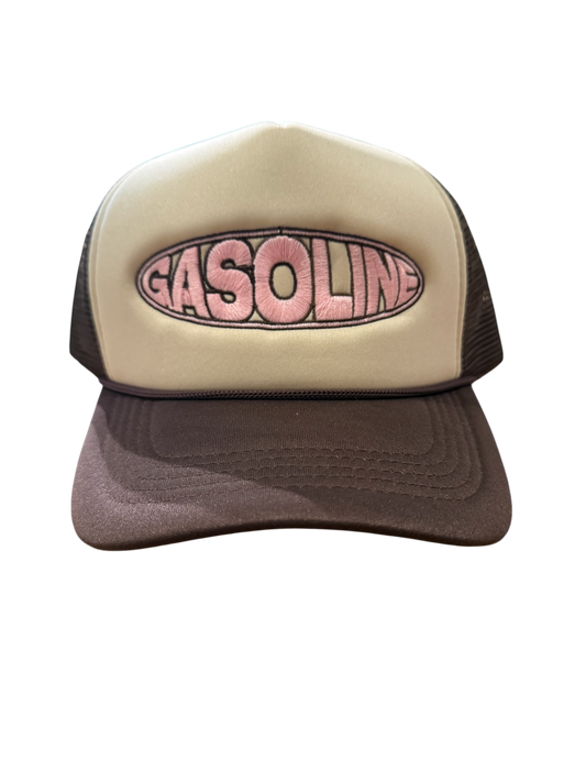 Gasoline USA Oval Trucker Hat TAN/BRWN/PINK colorway