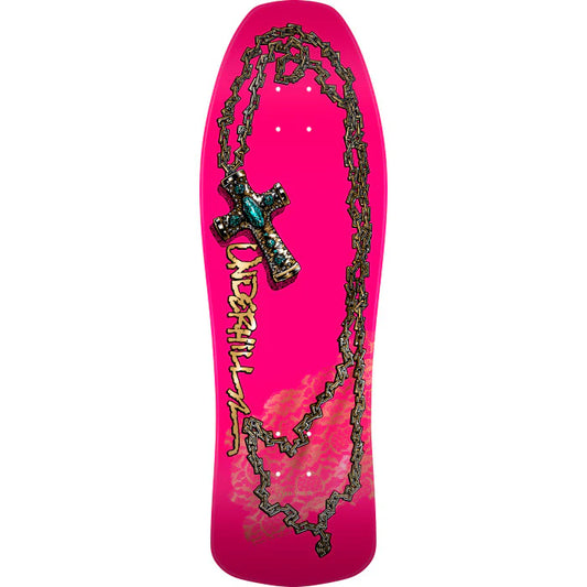 POWELL PERALTA RAY UNDERHILL CROSS REISSUE SKATEBOARD DECK PINK/GOLD FOIL - 9.9 X 31.5
