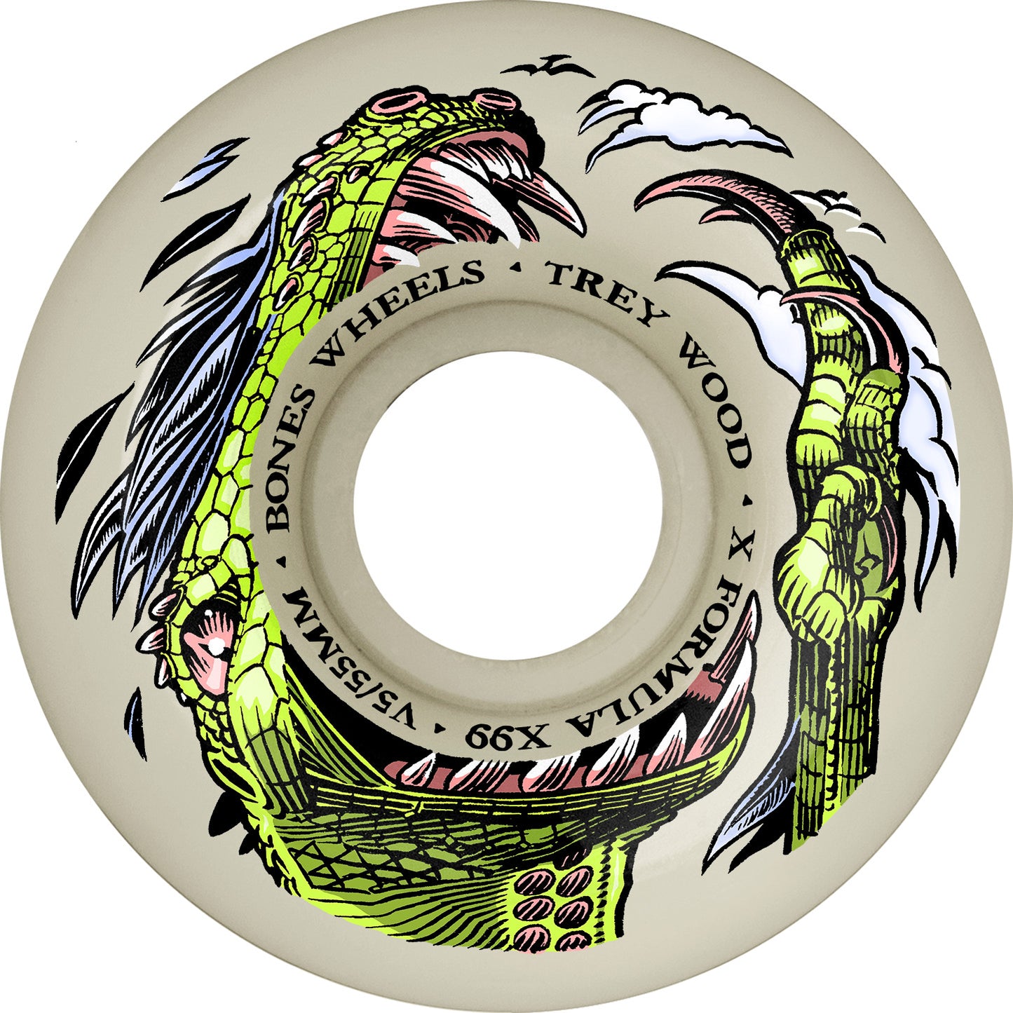 BONES WHEELS X-Formula Skateboard Wheels Wood Dino-Sortas 55mm V5 Sidecut 99A