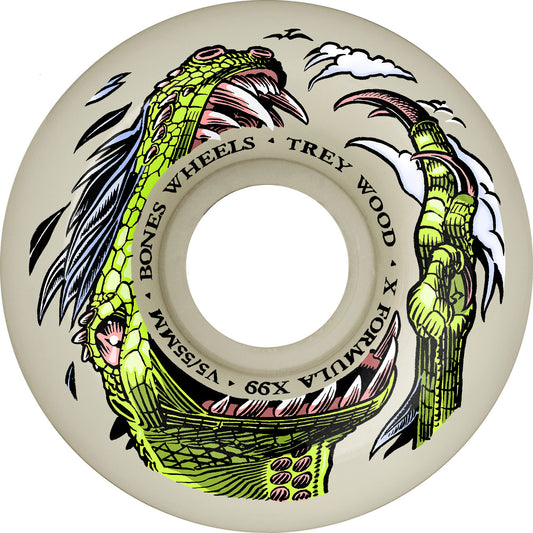 BONES WHEELS X-Formula Skateboard Wheels Wood Dino-Sortas 55mm V5 Sidecut 99A