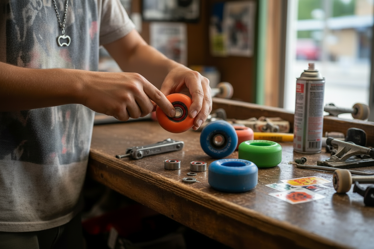 Installing bearings in skate wheels