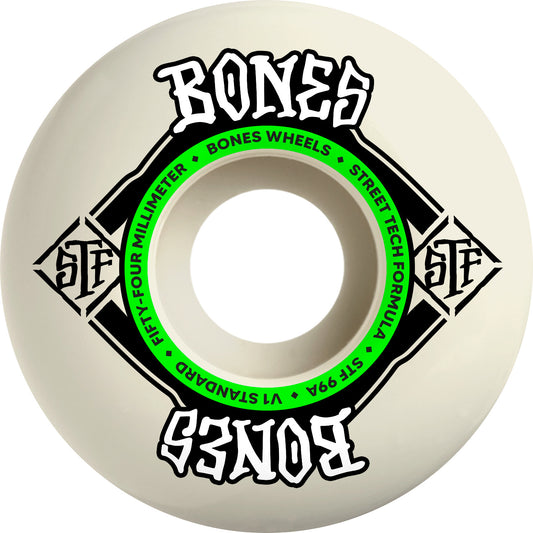 BONES WHEELS STF Skateboard Wheels Standard 54mm V1 99A 4pk White